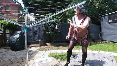 Putting the washing out and getting horny.
