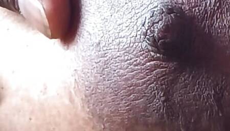 Hot nipple feeding milk close-up video
