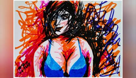 Erotic Abstract Art Or Drawing Of A Sexy Indian Bhabhi