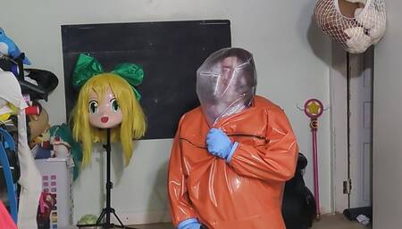PVC Hazmat Suit Breathplay with Gasmask and Rebreathing Bag