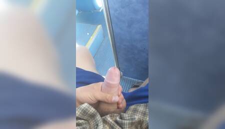 Stroking Uncut Dick on the Bus