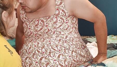 Naughty girl in her little summer dress showing off her ass on camera