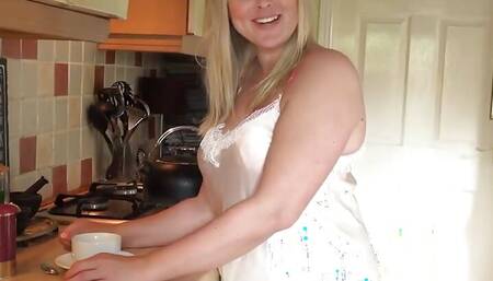 AuntJudysXXX - Your Busty BBW Wife Charlie Rae Sucks Your Cock in the Kitchen (pov)