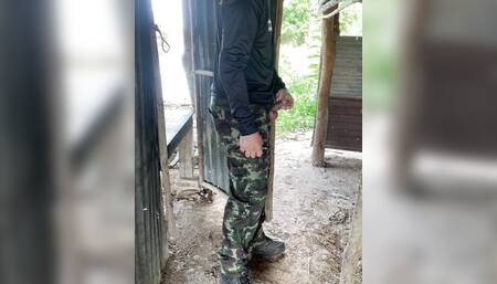 Military jerk off while smoking