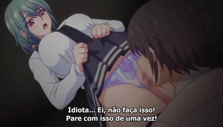 Hentai girl in school uniform almost got caught having sex in school room and bathroom and had orgasm green hair, skirt, pink panties