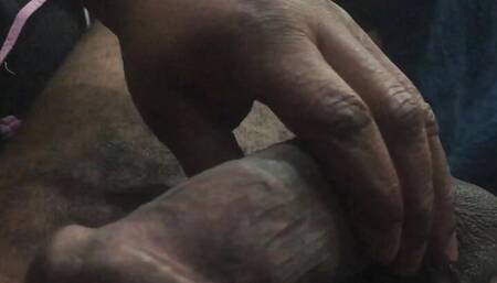 Hand job till cum with big Brest African grandma