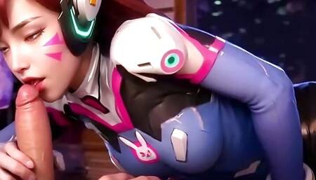 Overwatch Dva cosplay Having fun Uncensored Hentai AI generated
