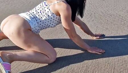 Spreading My Pussy and Pissing on the Beach