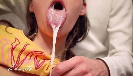 Amateur Lanreta's Throat Pulsing Action: Cum-Filled Mouth Compilation