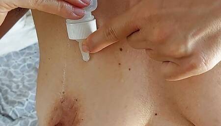 CUMMING IN CONDOM AND PUT ON MY BREASTS  HOT AMATEUR COUPLE