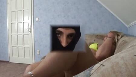 Masked dude fucks dirty BBW German blonde
