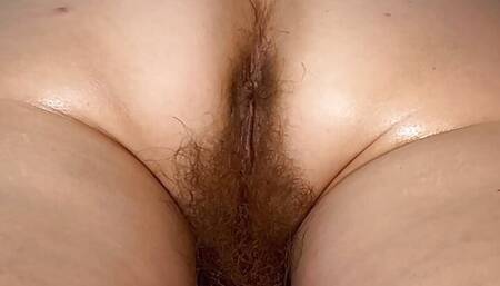 Super hairy mature MILF ass oil massage.