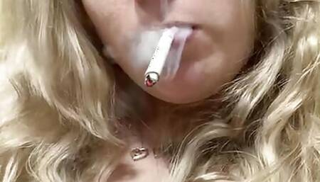Sexy smoking in the bathroom