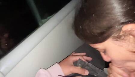 I suck an unknown passenger on a real bus and he cums in my mouth
