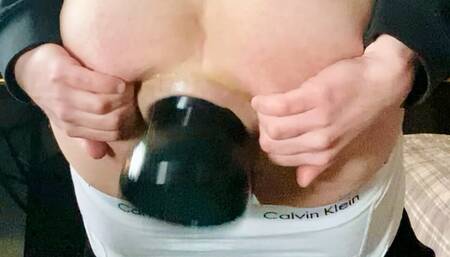 Finally pushing out 4.5 inch plug after a day