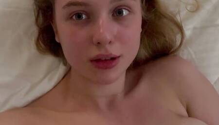 Masturbate on king size bed and fingering pussy