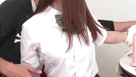 A sexy Japanese ager oral job in a school-girl uniform by the stellar Chihiro Nishikawa - uncensored XXX JAV!