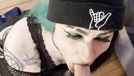 Hot Goth Femboy Sucking Cock POV