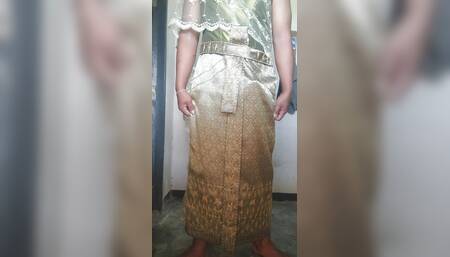 Crossdresser Wear Thai dress and masturbate