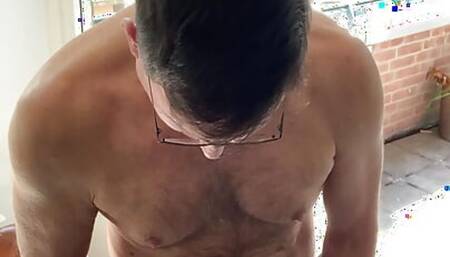 Jerking off on the balcony at home verbal cum eating