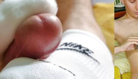 Sockjob with short white Nike socks