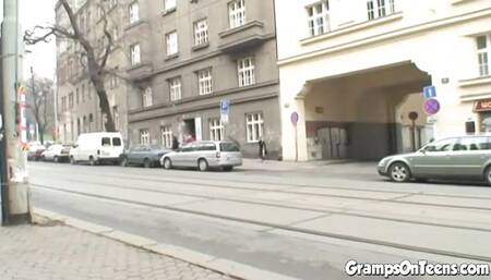 Teen slut fucks old man dick in dirty old vs young scene