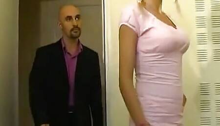 A little blond girl and her uncle is getting laid.