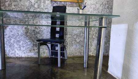 Stephanie under the desk sexy view