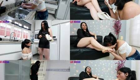 INTENSE FOOT SLAVE TRAINING - GODDESS LETÍCIA MILLER & SLAVE BRUNA - EXCLUSIVO LM VIDEOS JUNE 2024 - CLIP 1