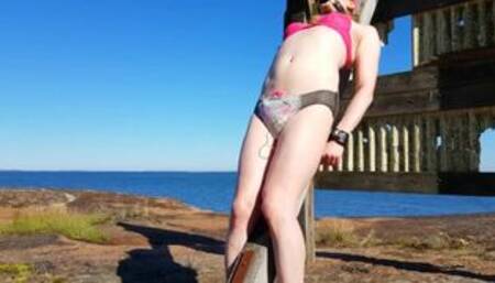 Tied to a Post with Pull Up Diapers and Vibrator