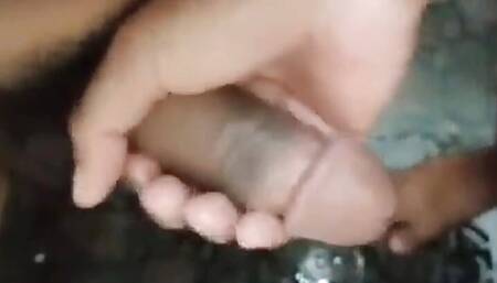 Rubbing my partner's in the bathroom until it squirts