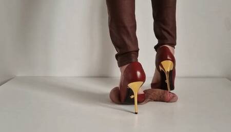 Lady Latisha - CBT Trample Board - Versace Red Patent Leather Stilettos - FHD