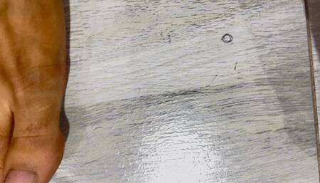 Giant shows how he clean his big perfect feet