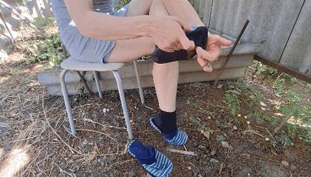 I have ripped my socks then burned my socks and slippers and walked barefeet S