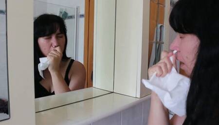 Sneezing on the mirror