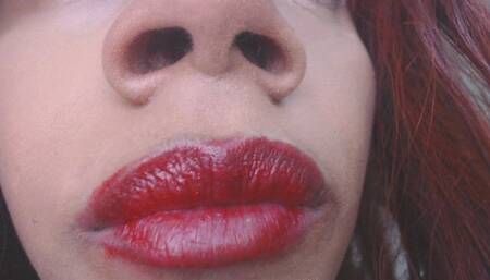 Nose and Red Lipstick