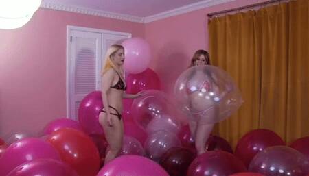 Case of the Ex Girlfriend & Her Bestie Balloons Mass popping: Your Naughty Ex Girlfriend Galas Looner & Jacquelyn Velvets Pop Your Balloons While Blowing Bubble gum Bubbles - mp4