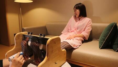 Female teacher’s fishnet stockings were tickled