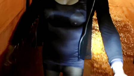 シースルーワンピースの夜の散歩6 Night walk in see-through dress6