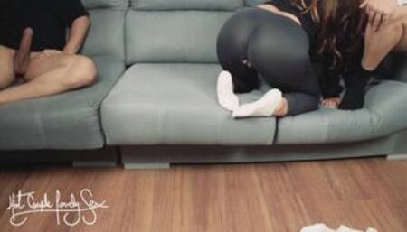 Boyfriend watches his girlfriend fucked by best friend and licks his cum