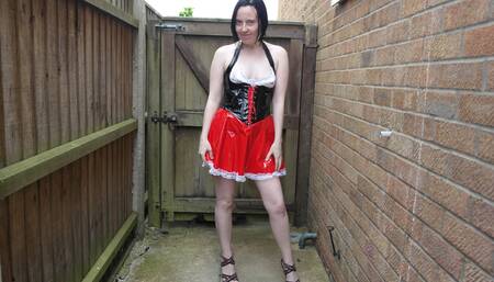 sexy Wench strutting her stuff in heels outdoors