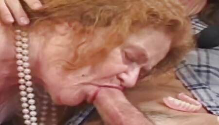 Horrid Granny Red Head Ugly Cunt Fucked by Cock N Lezbo Body Builder Dildo Bitch!