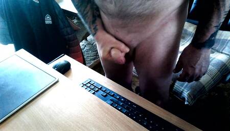 Stand up wank and cum
