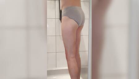 Getting my tight grey briefs wet in the shower (Requested)