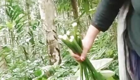 Bhabi jungle se sabji lene ka time padosa ledka ko chodne ka mouka diya