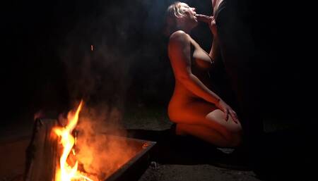 Stripping Naked and Sucking Cock in Public Forest