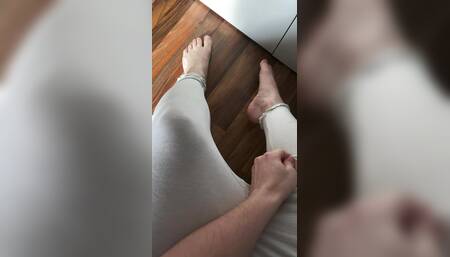 small white leggings ripped because they're stretched
