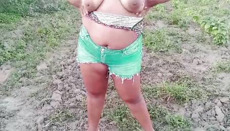 Milf with huge tits and big ass peeing outdoors
