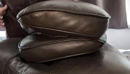 Cum on my new leather pillow