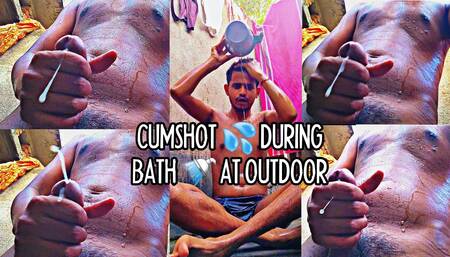 Horny boy taking bath and giving thick Cumshot